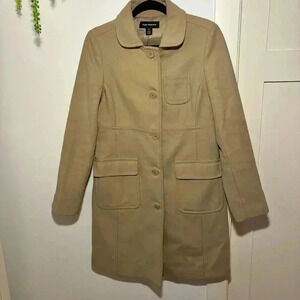 Club Monaco Womens Wool Blend Camel Coat Fully Lined Button Down-Size Medium